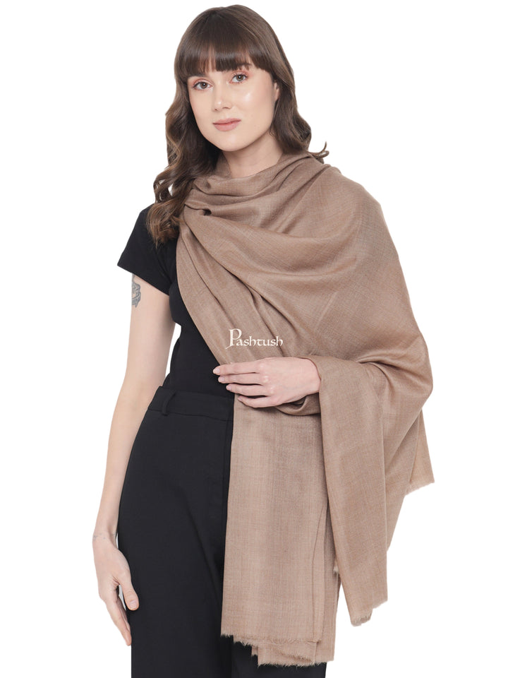 Pashtush India Womens Shawls Pashtush Womens Fine Wool Shawl, Natural, Extra Soft Warm - Light Weight, Taupe