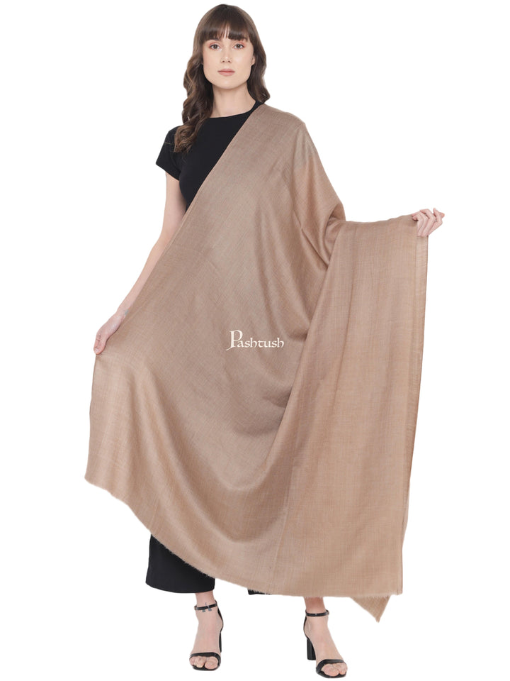 Pashtush India Womens Shawls Pashtush Womens Fine Wool Shawl, Natural, Extra Soft Warm - Light Weight, Taupe