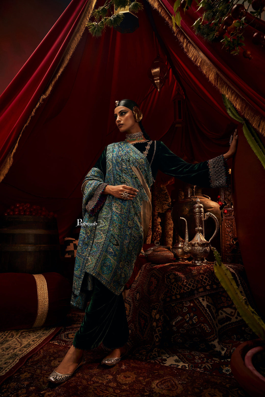 Pashtush India Womens Shawls Pashtush Womens Fine Wool Shawl, Twilight Paisley Palla Design, Multicolour