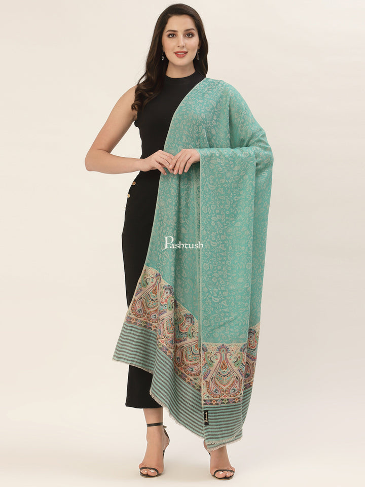 Pashtush India Womens Shawls Pashtush Womens Fine Wool Shawl, With Silky nalki embroidery