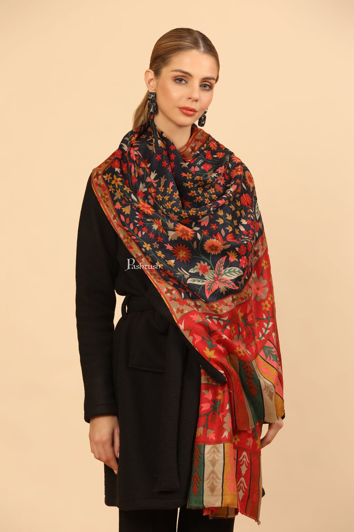 Pashtush India Womens Stoles and Scarves Scarf Pashtush Womens Fine Wool Stole, Paisley Design, Multicolour