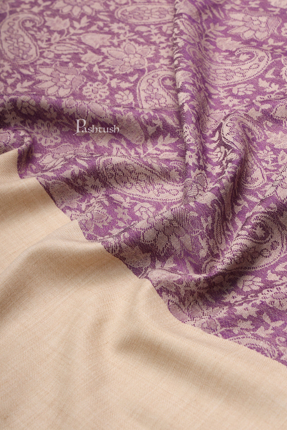 Pashtush India Womens Stoles Pashtush Womens Fine Wool Stole, Pasiley  Design, Purple