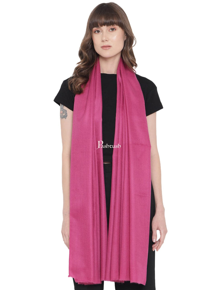 Pashtush India womens scarf and Stoles Pashtush Womens Fine Wool Stole, Solid Colour Weave, Fuschia