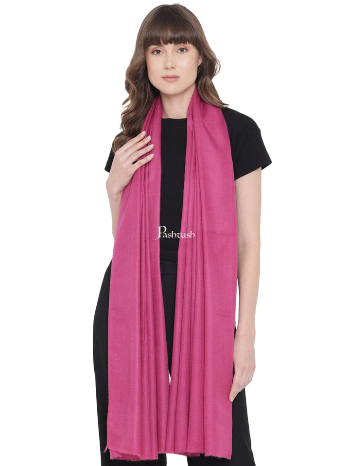 Pashtush India womens scarf and Stoles Pashtush Womens Fine Wool Stole, Solid Colour Weave, Fuschia