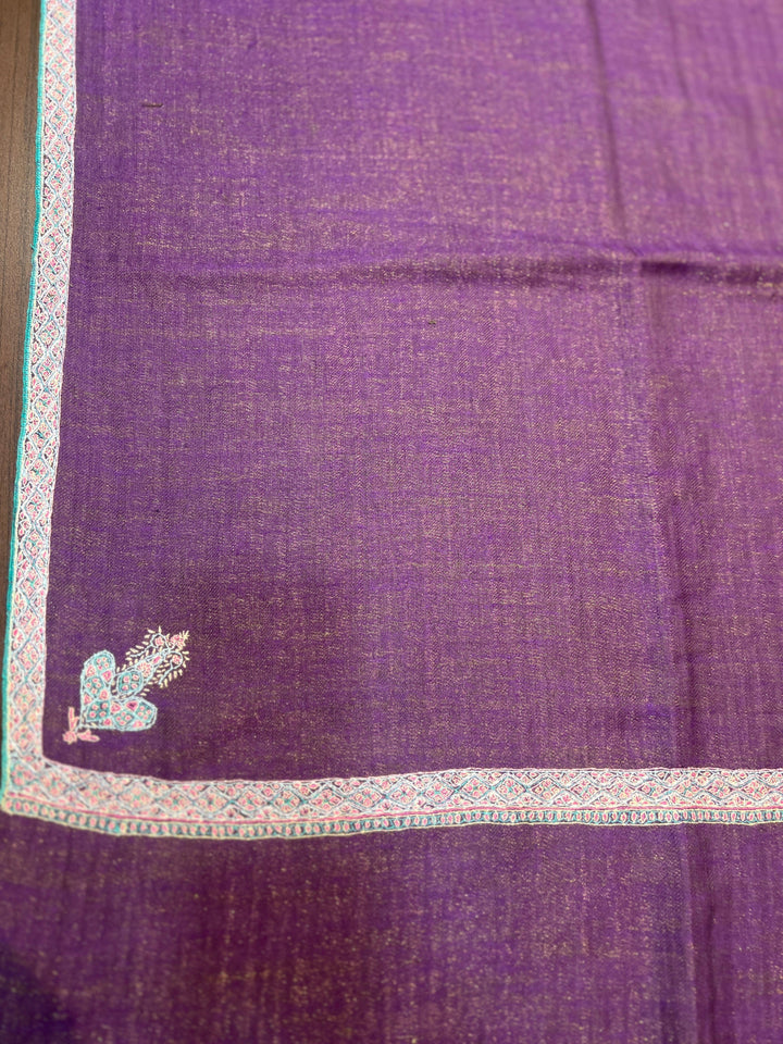Pashtush India Womens Shawls Pashtush Womens, Hand Woven Pashmina Shawl, Kashmiri Hand Embroidery With Zari Weave Design, Purple