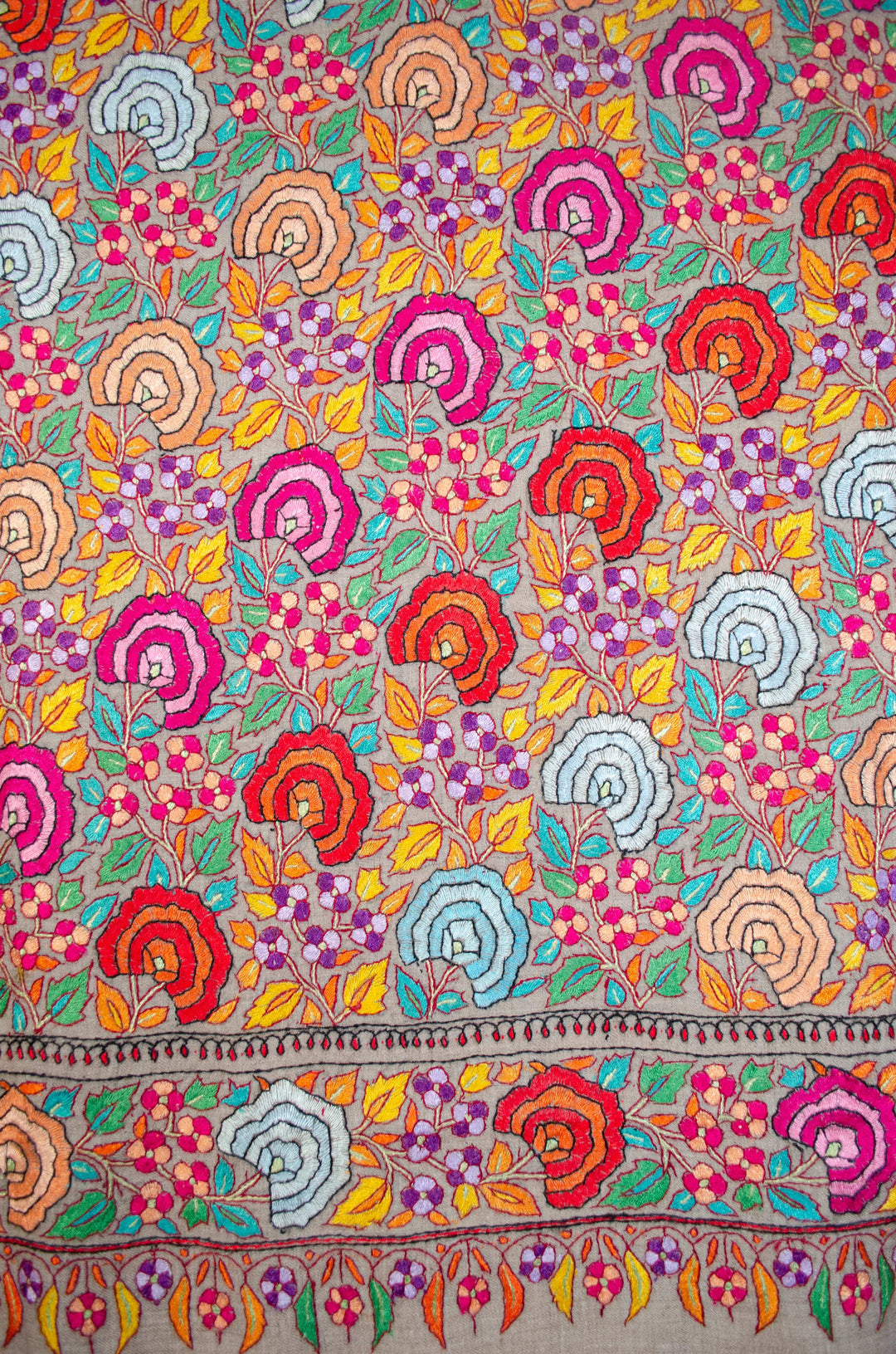 Pashtush India Womens Shawls Pashtush Womens, Handmade Pashmina Embroidery Shawl, Gulaabdar Papier Mache Embroidery with Resham Threadwork