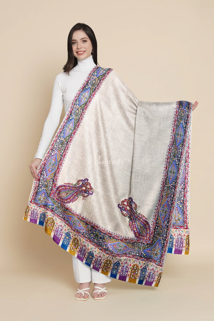 Pashtush India Womens Shawls Pashtush Womens Handmade Pashmina Shawl, Kalamkari Palla, Multicoloured