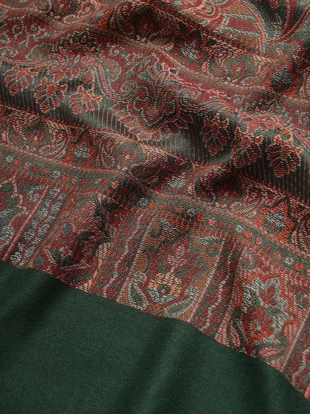 Pashtush India Womens Shawls Pashtush Womens, Jamawar Shawl, Faux Pashmina, Soft and Warm, Deep Green