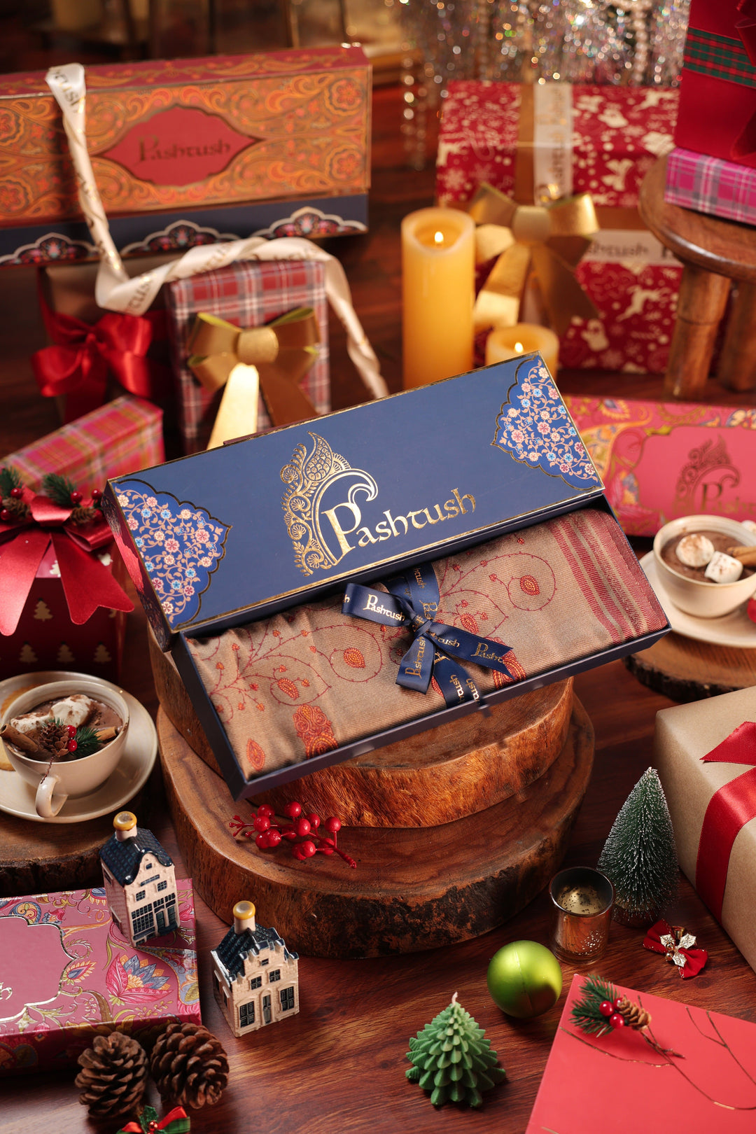 Pashtush India Gift Pack Pashtush Womens Kashmiri Embroidery Shawl, Large And Warm, Taupe