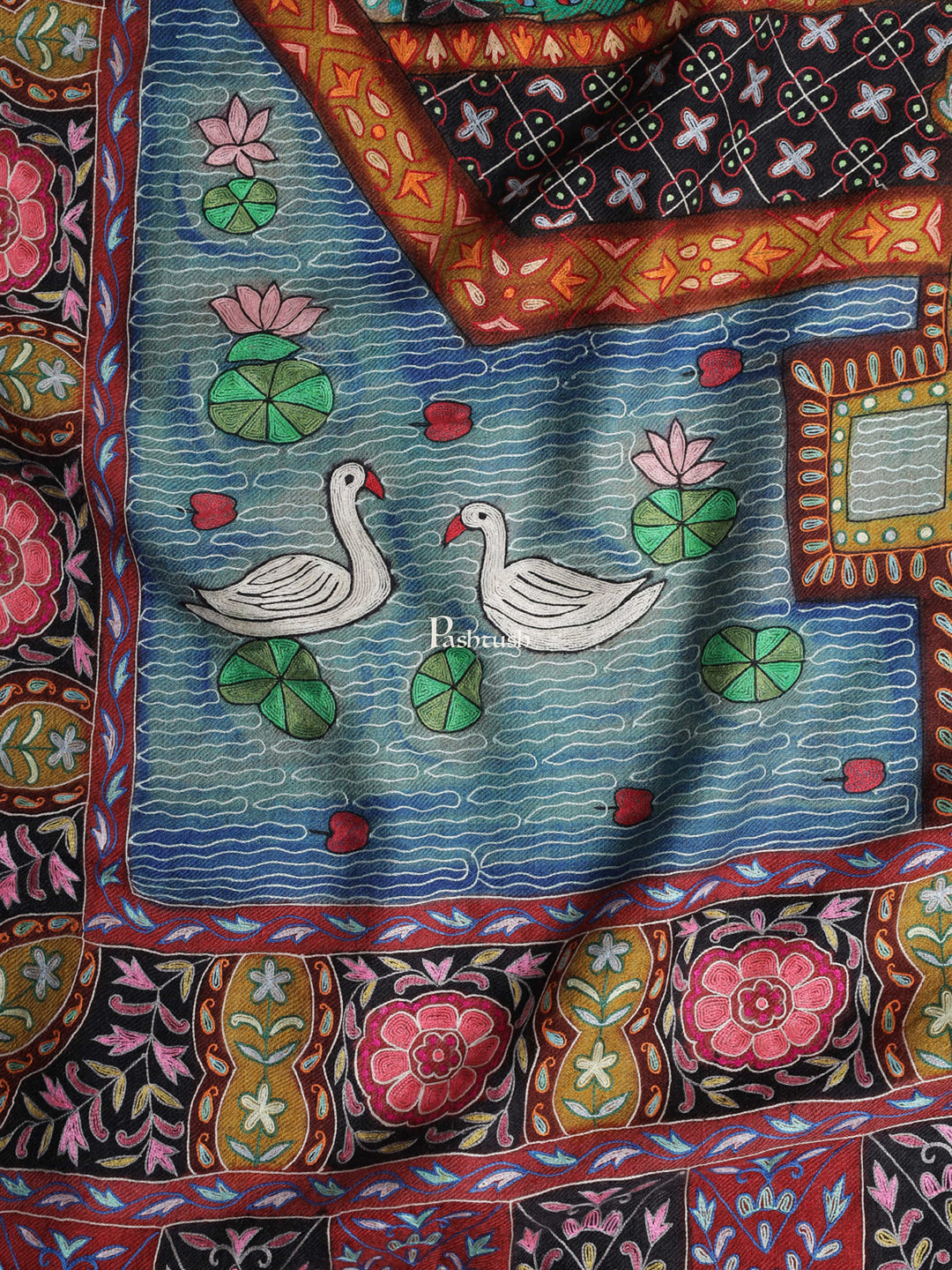 Pashtush India Womens Shawls Pashtush Womens Pashmina Handmade Kalamkari Shawl, Multicoloured