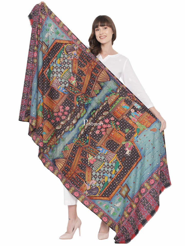 Pashtush India Womens Shawls Pashtush Womens Pashmina Handmade Kalamkari Shawl, Multicoloured