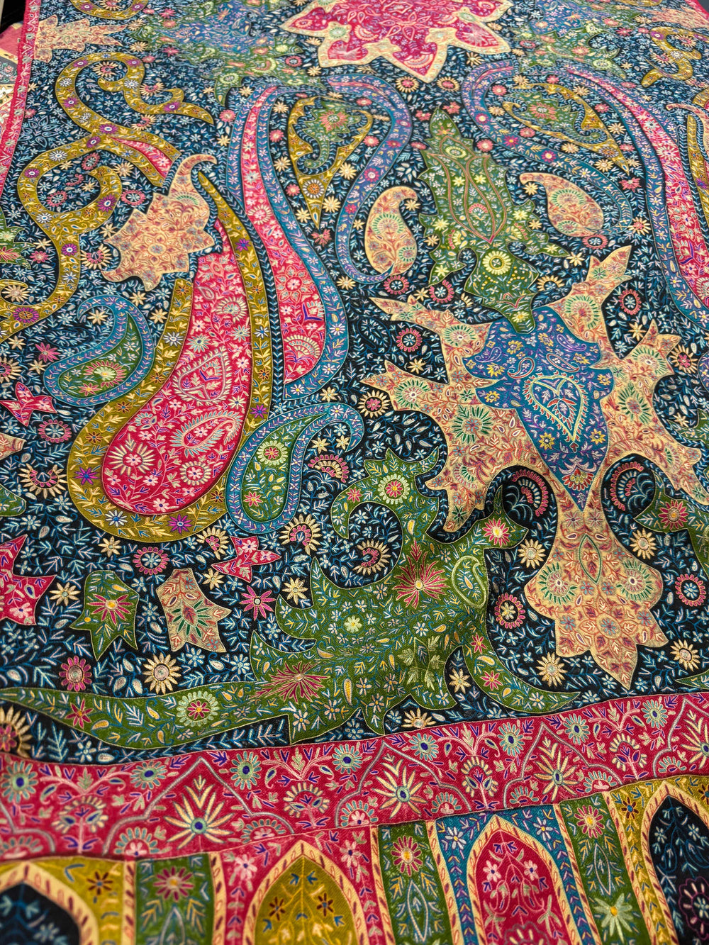 Pashtush India Womens Shawls Pashtush Womens Pashmina Kalamkari Shawl, Hand Painted And Embroidered Kalamkari, Hand Woven