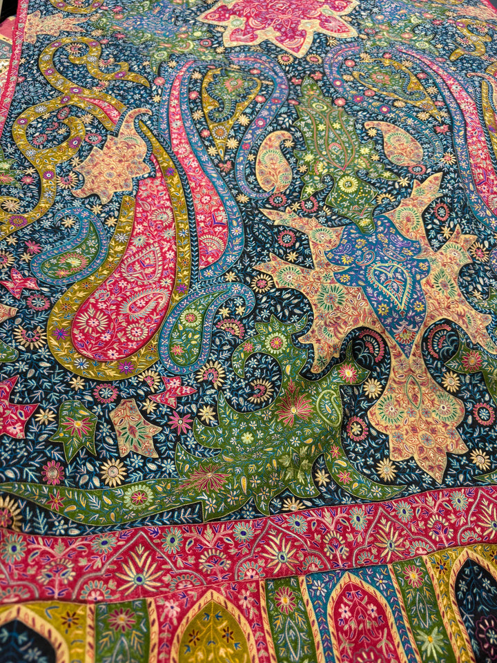 Pashtush India Womens Shawls Pashtush Womens Pashmina Kalamkari Shawl, Hand Painted And Embroidered Kalamkari, Hand Woven