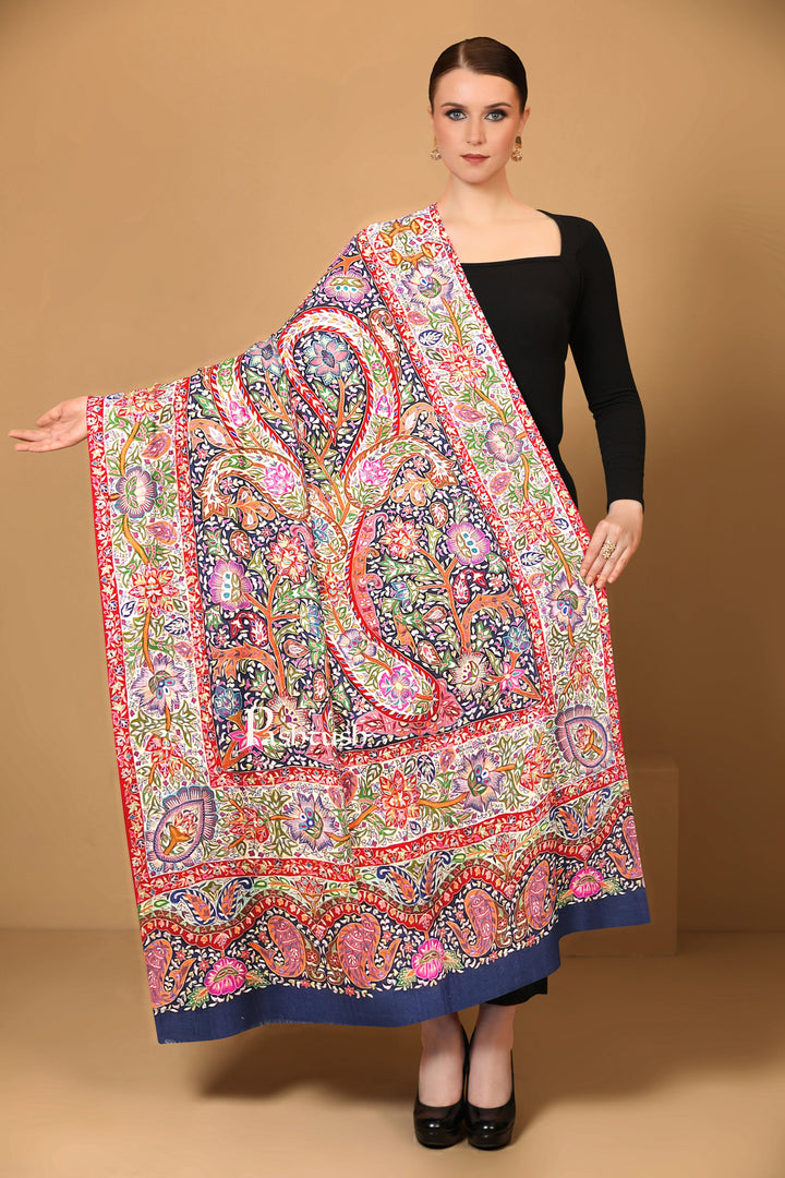 Pashtush India Womens Shawls Pashtush Womens Pashmina Shawl, Hand Painted, Hand Embroidered, Handloom Woven Shawl, Multicoloured