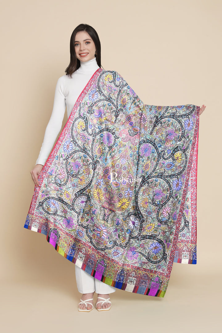 Pashtush India Womens Shawls Pashtush Womens Pashmina Shawl, Handmade Kalamkari, Multicoloured