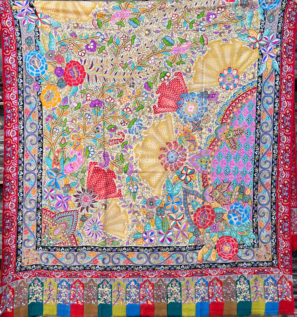 Pashtush India Womens Shawls Pashtush Womens Pashmina Shawl, Handmade Kalamkari, Multicoloured