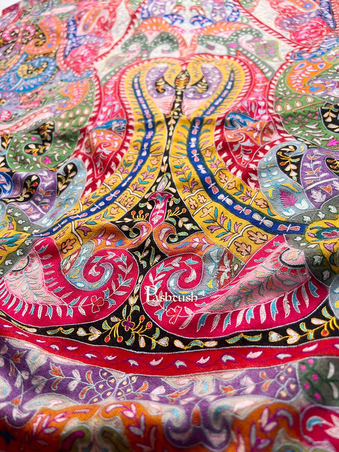 Pashtush India Womens Shawls Pashtush Womens Pashmina Shawl, Handmade Kalamkari, Multicoloured