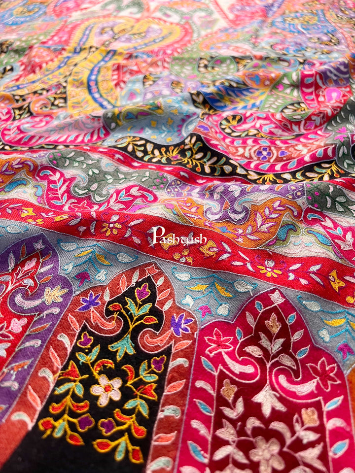 Pashtush India Womens Shawls Pashtush Womens Pashmina Shawl, Handmade Kalamkari, Multicoloured