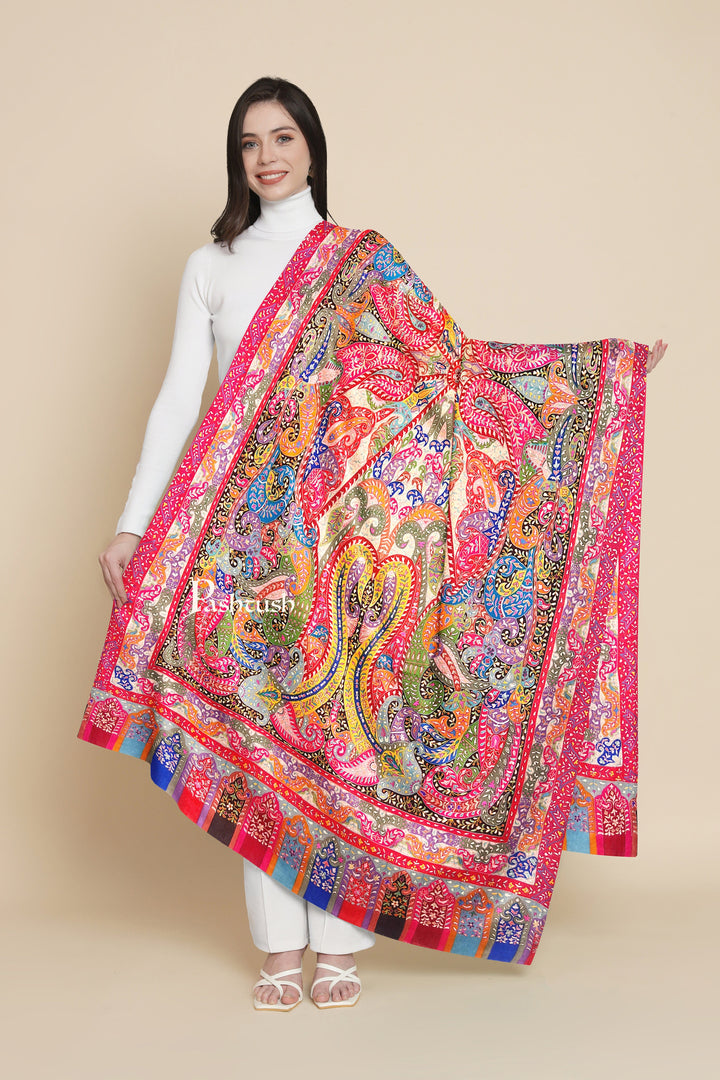 Pashtush India Womens Shawls Pashtush Womens Pashmina Shawl, Handmade Kalamkari, Multicoloured