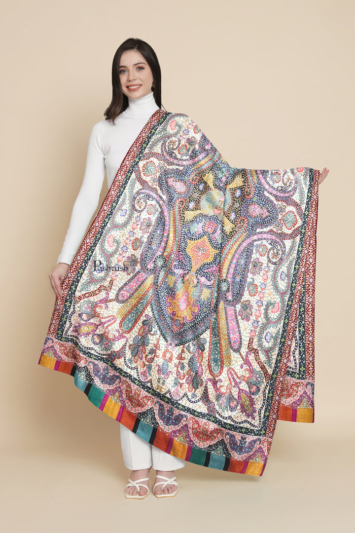 Pashtush India Womens Shawls Pashtush Womens Pashmina Shawl, Handmade Kalamkari, Multicoloured