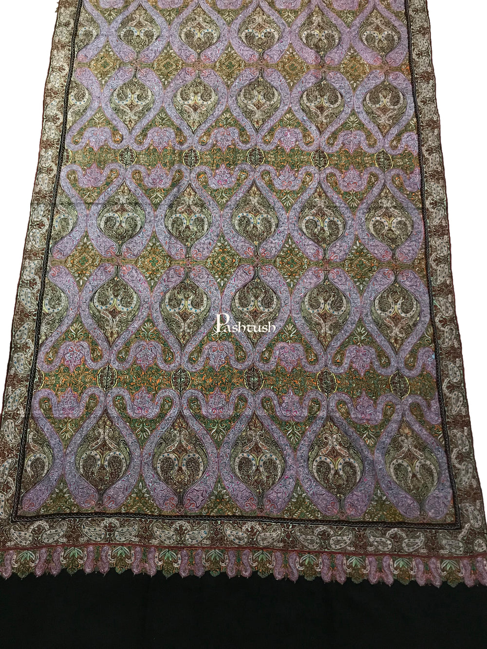 Pashtush India Womens Shawls Pashtush Womens Pashmina Shawl, Handwoven with Sozni Hand Embroidery