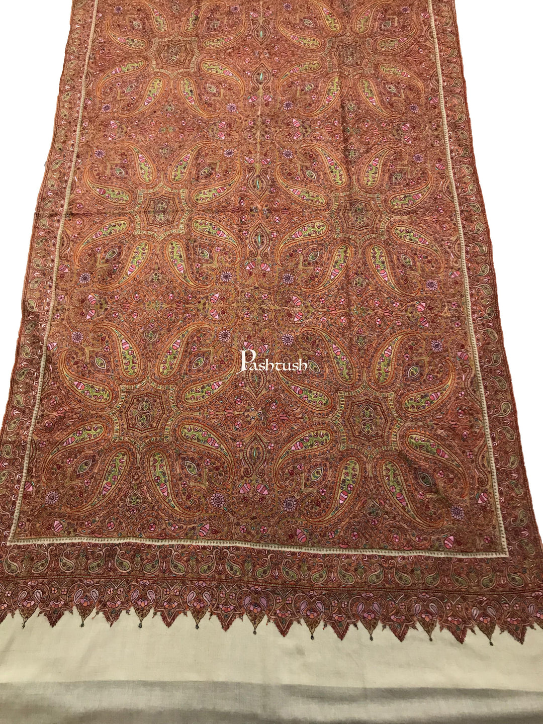 Pashtush India Womens Shawls Pashtush Womens Pashmina Shawl, Handwoven with Sozni Hand Embroidery