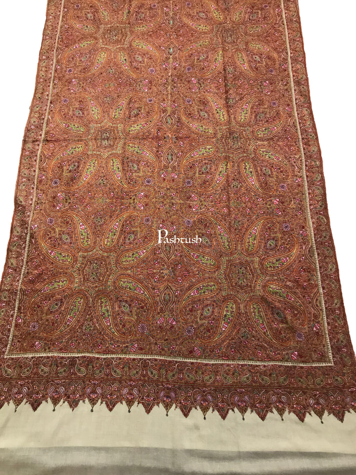 Pashtush India Womens Shawls Pashtush Womens Pashmina Shawl, Handwoven with Sozni Hand Embroidery