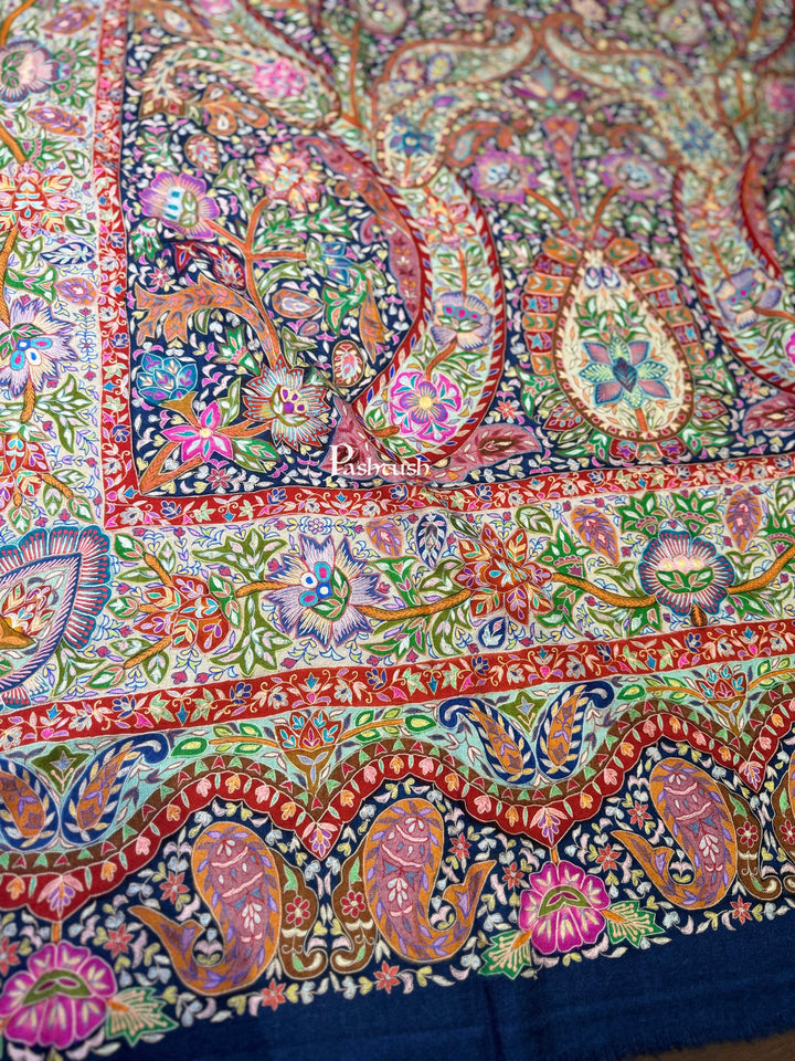 Pashtush India Womens Shawls Pashtush Womens Pashmina Shawl, Multicoloured Kalamkari, Hand Painted, Woven, Embroidered with Ombre