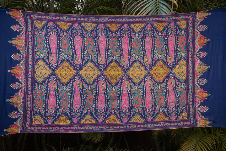 Pashtush India Womens Shawls Pashtush Womens Pure Pashmina Shawl, Navy Blue