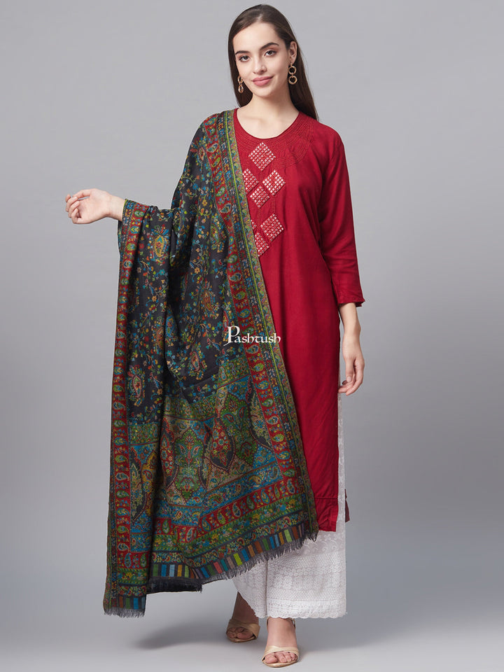 Pashtush India Womens Shawls Pashtush Womens Pure Wool Ethnic Shawl, Heritage Collection, Woolmark Certified