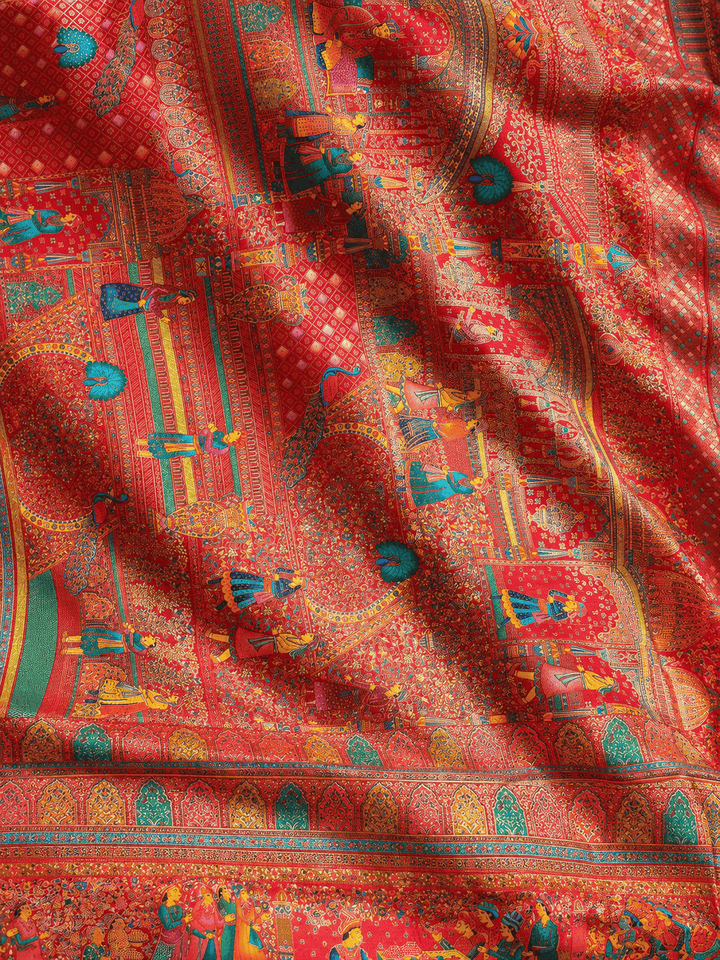 Pashtush Shawl Store Womens Suits Unstitched Material Pashtush Womens Saree, Bamboo Silk, Zari Weave Design, Rust