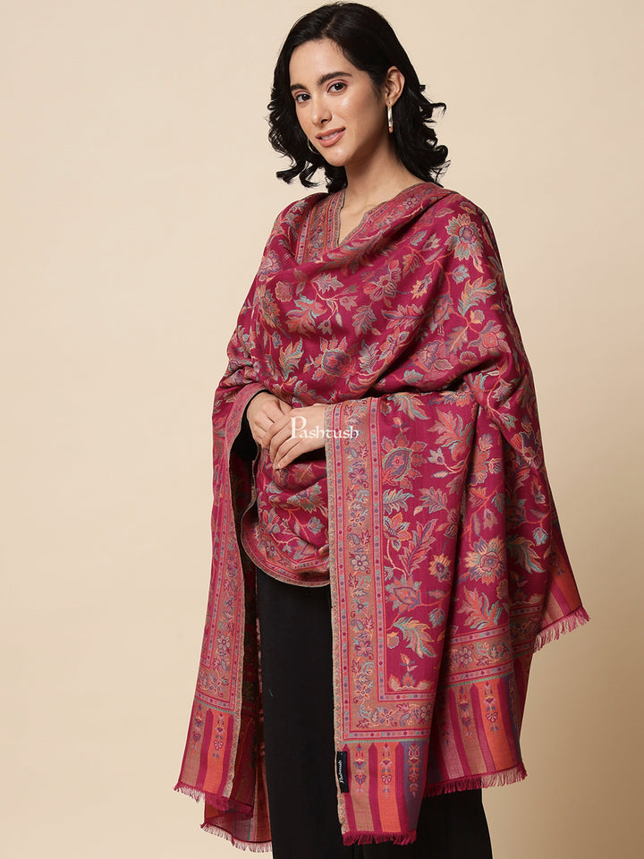 Pashtush India Womens Shawls Pashtush Womens Shawl, Soft Bamboo, Woven Paisley Weave, Fuschia