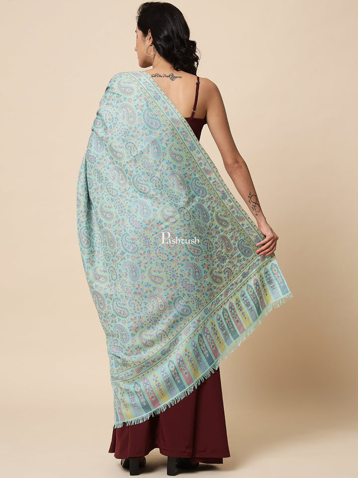 Pashtush India Womens Shawls Pashtush Womens Shawl, Soft Bamboo, Woven Paisley Weave, Mint