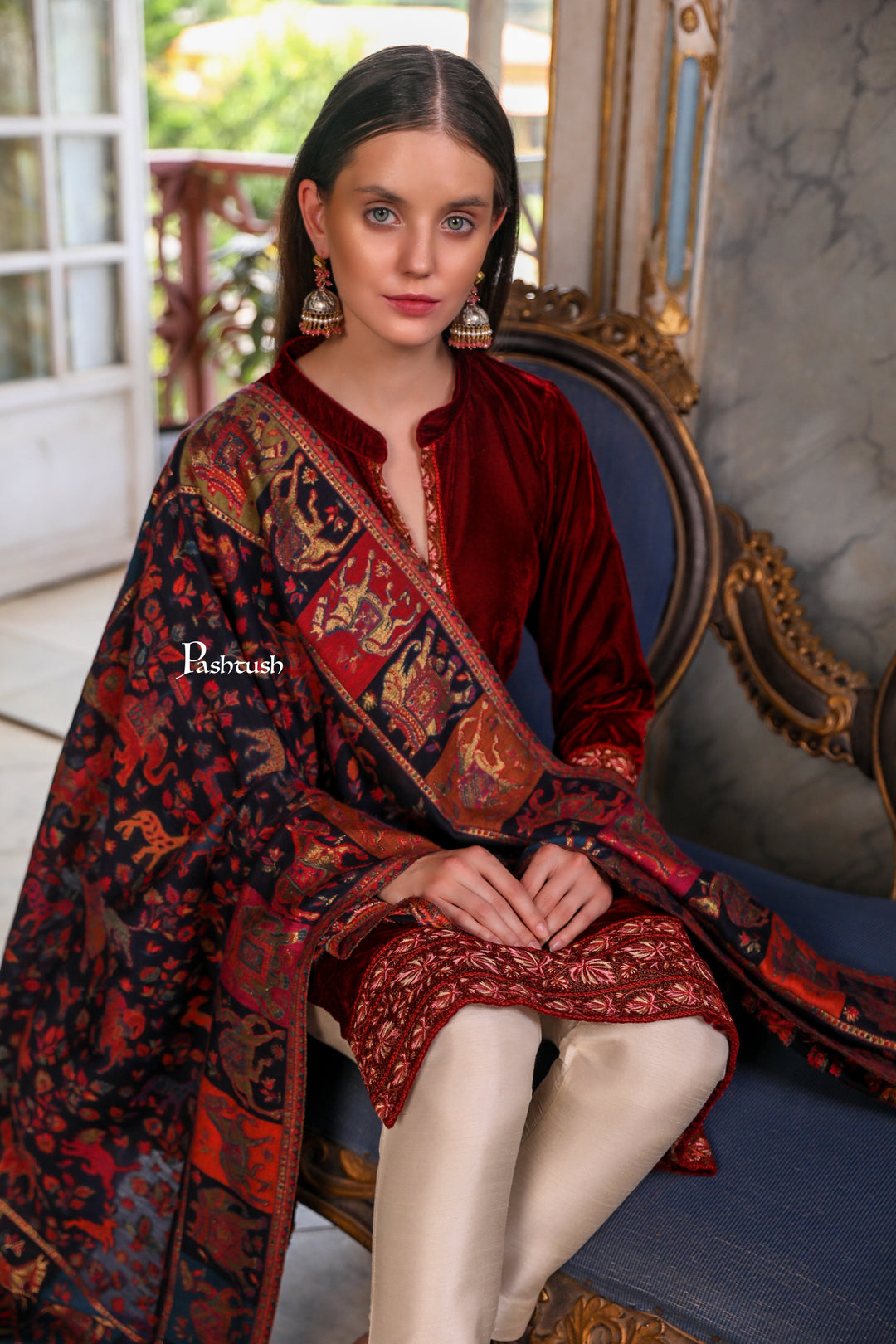 Pashtush India Womens Shawls Pashtush Womens Shawl,  Twilight Collection Shawl, Woven Design, Extra Fine Wool, Multicoloured