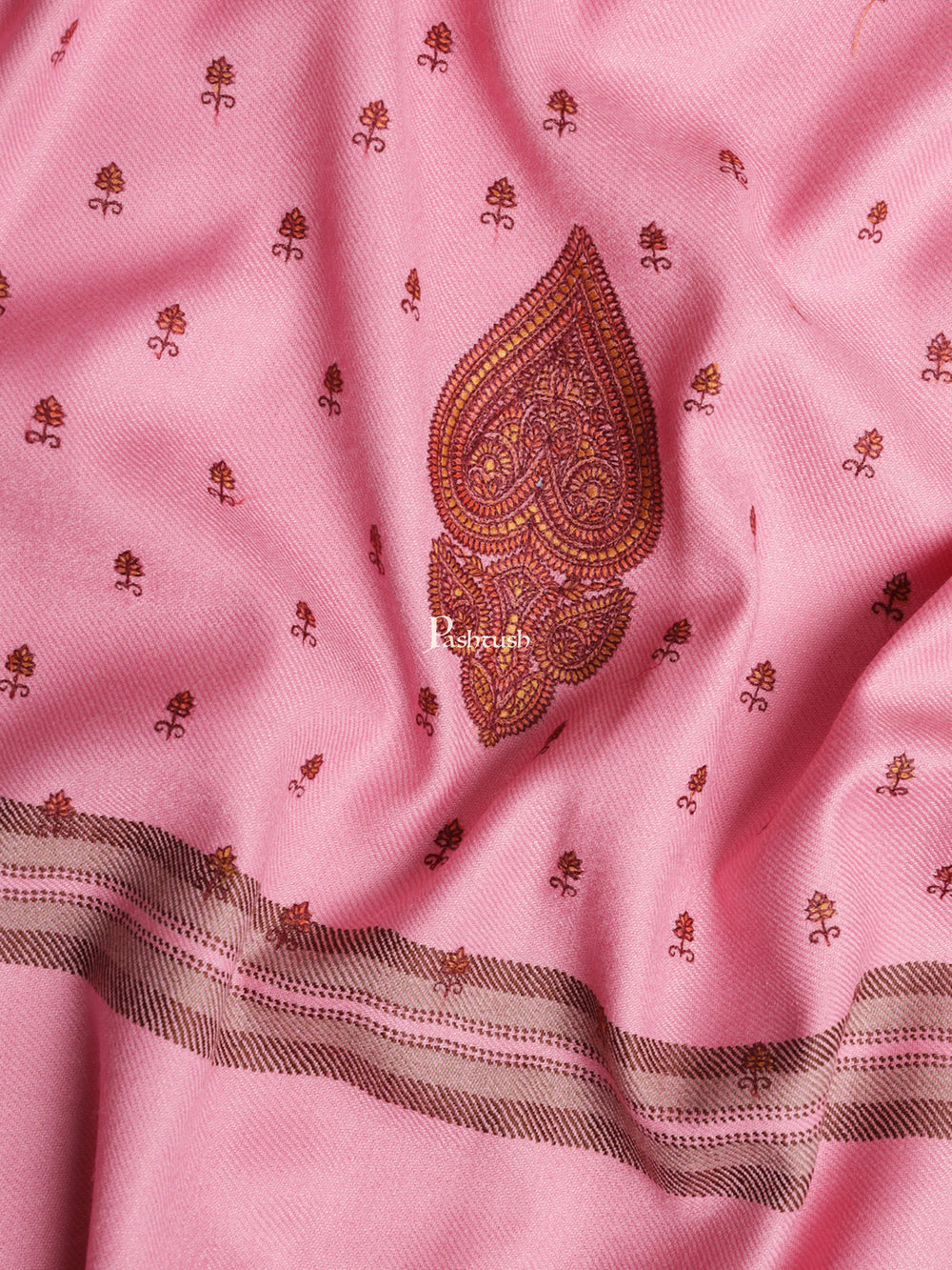 Pashtush India Womens Shawls Pashtush Womens Shawl, Woollen, Needlework Embroidery, Pink