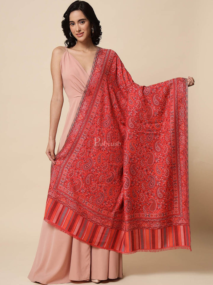 Pashtush India Womens Shawls Pashtush Womens Soft Bamboo Shawl, Embellished with Crystal Work, Pink