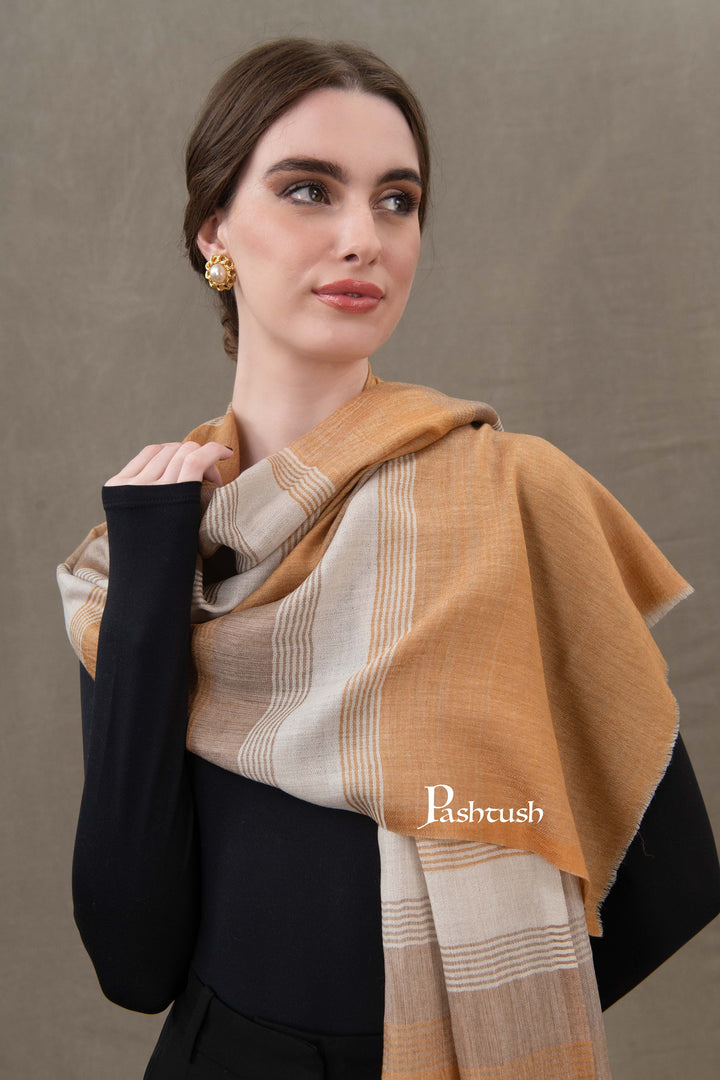 Pashtush India Womens Stoles and Scarves Scarf Pashtush Womens Stole, Extra Fine Wool-Silk, Twilight Collection, Sombre Marigold