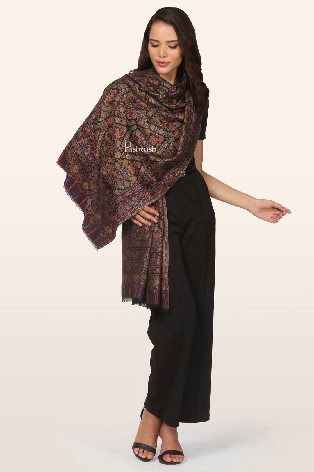 Pashtush India womens scarf and Stoles Pashtush Womens Stole, Extra Soft Bamboo, Ethnic Weave, Multicoloured