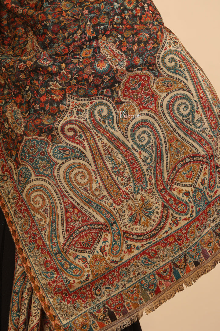 Pashtush India Womens Stoles Pashtush Womens Stole, Woven Ethnic Weave Design, Black