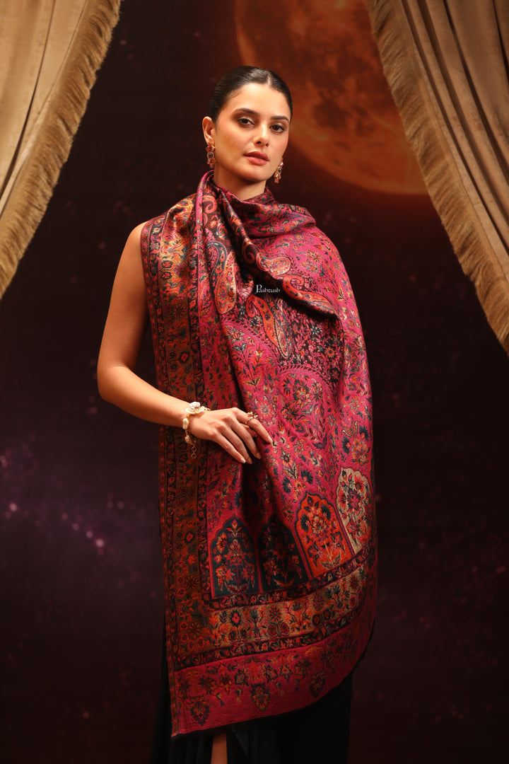 Pashtush India Womens Shawls Pashtush Womens Twilight Collection, Fine Wool Shawl, Woven Paisley Palla, Reversible