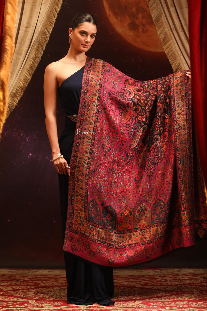 Pashtush India Womens Shawls Pashtush Womens Twilight Collection, Fine Wool Shawl, Woven Paisley Palla, Reversible