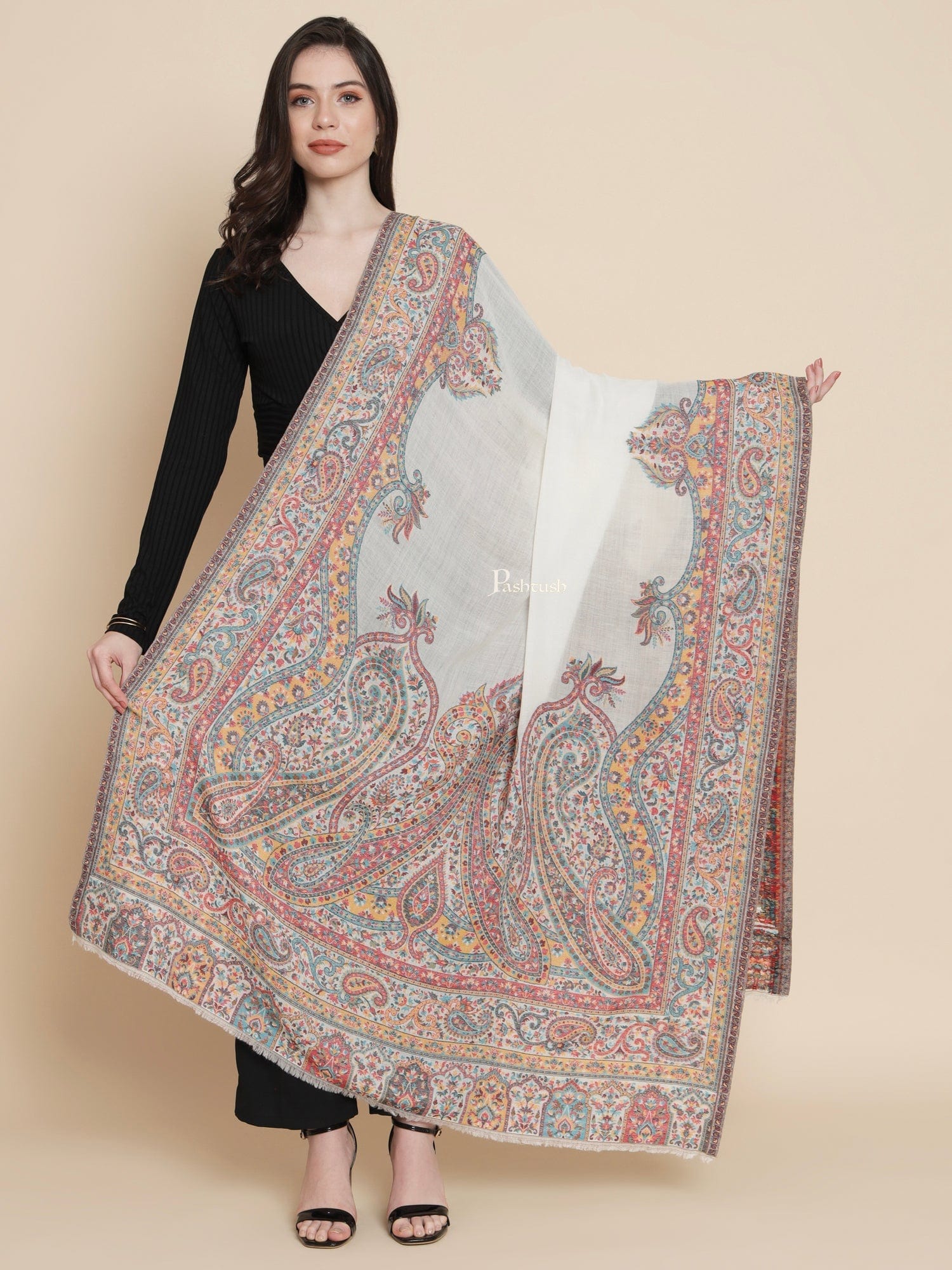 Pashtush Womens Extra Fine wool , Paisley Heritage Antique Woven, Ivor ...