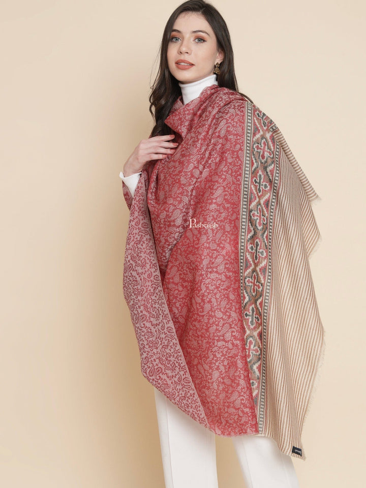 Pashtush India Womens Shawls Pashtush Womens Womens, Extra Fine Wool, Aztec Palla Woven, Majenta