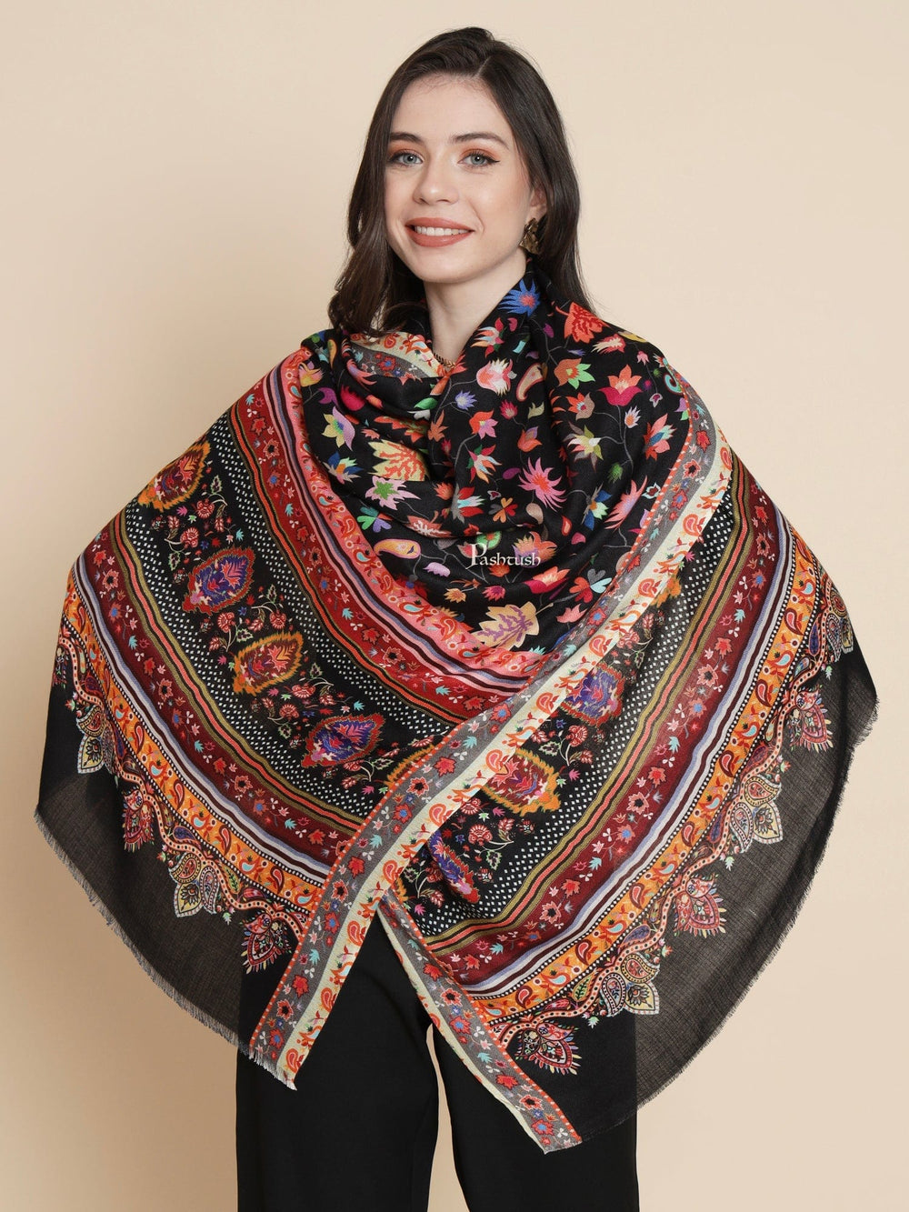 Pashtush India Womens Stoles and Scarves Scarf Pashtush Womens Womens, Extra Soft Bamboo, Floral Paisley  Printed, Multicolour