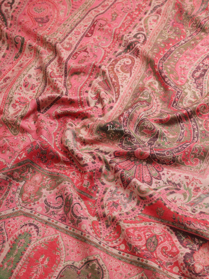 Pashtush India Womens Shawls Pashtush Womens Womens, Faux Pashmina, Paisley Ethnic Woven, Pink