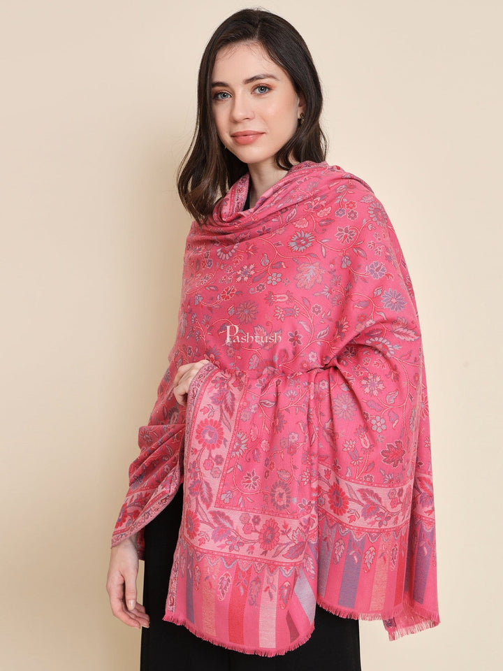 Pashtush India Womens Shawls Pashtush Womens Womens, Faux Pashmina, Paisley Ethnic Woven, Pink