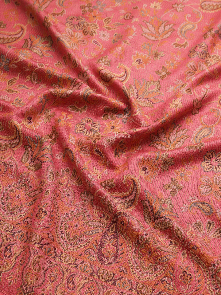 Pashtush India Womens Shawls Pashtush Womens Womens, Faux Pashmina, Paisley Woven Jamawar Jacquard Paisley Woven, Rose