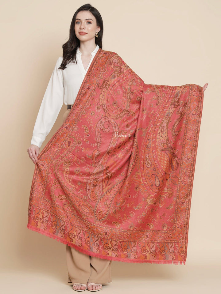 Pashtush India Womens Shawls Pashtush Womens Womens, Faux Pashmina, Paisley Woven Jamawar Woven, Rose