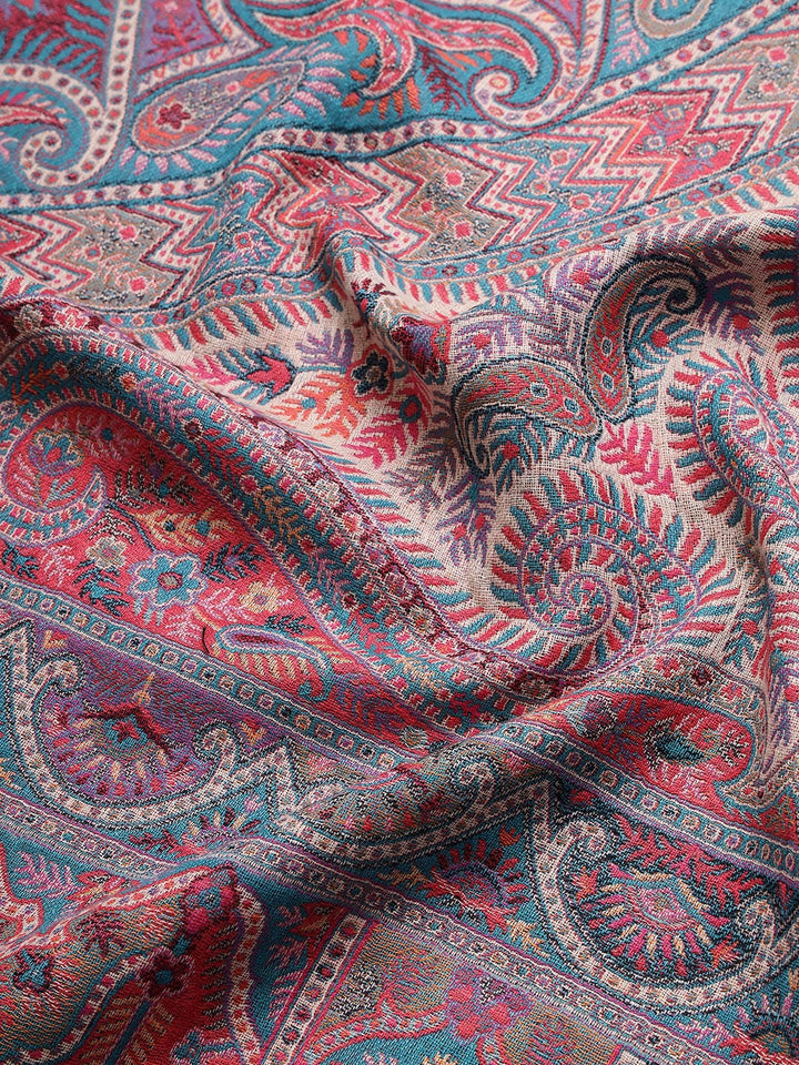 Pashtush India Womens Shawls Pashtush Womens Woollen Shawl, Rich Antique Paisley, Woven Design, Multicoloured