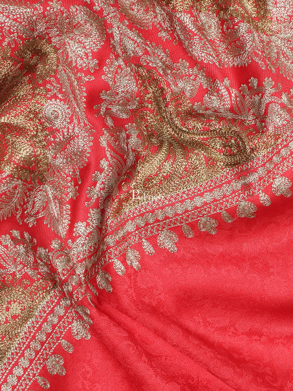 Pashtush India Womens Stoles and Scarves Scarf Pashtush Womens Woollen Stole, Silky Nalki Embroidery Needlework Stole, Pink